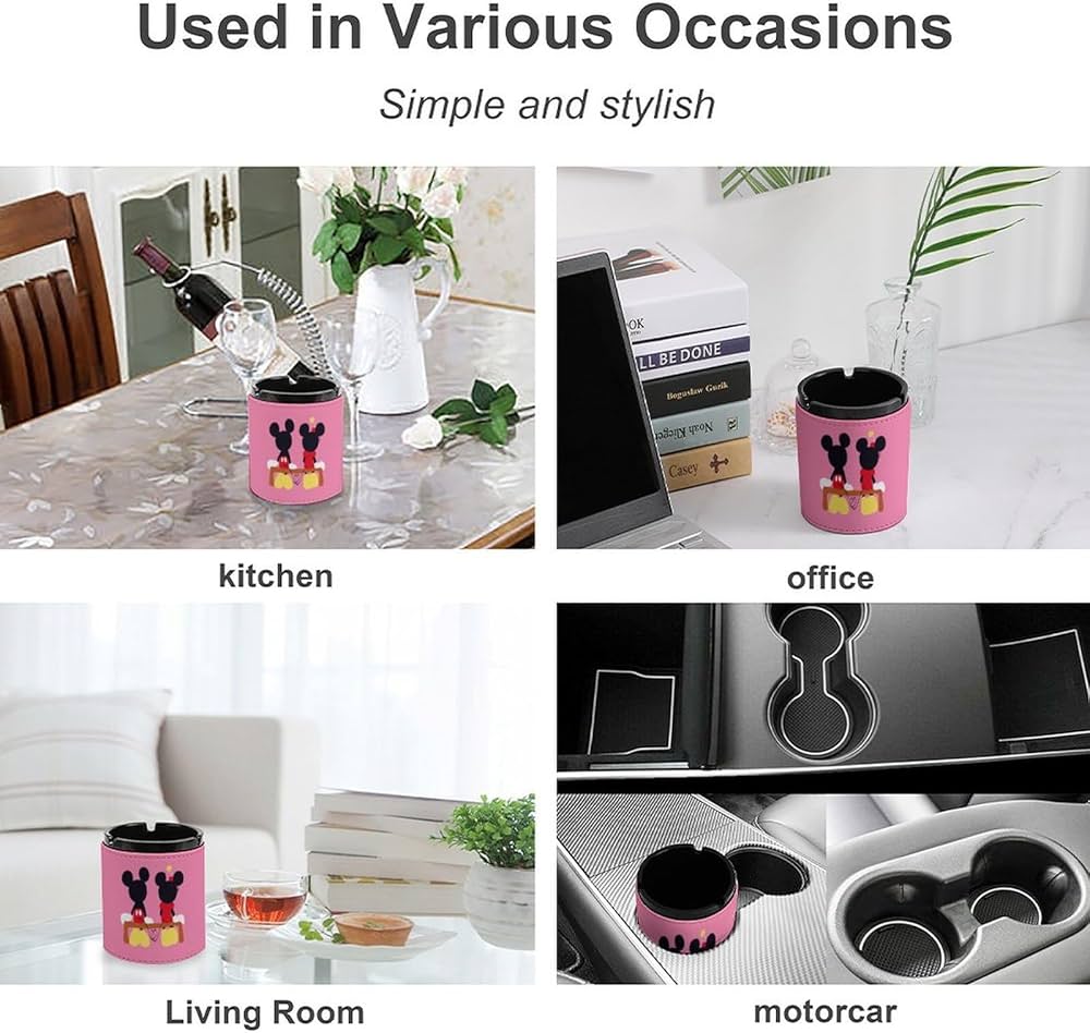 Amazon.co.jp: ディズニー 灰皿 革製灰皿 丸い灰皿 円筒形灰皿