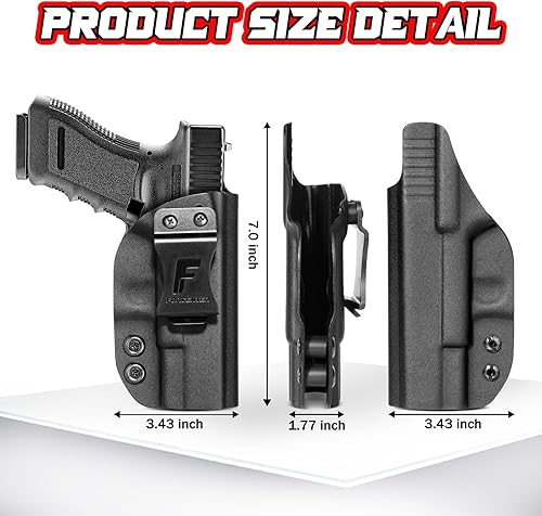 Vista 21 de Funda G19, funda IWB KYDEX, funda de transporte oculta Forcenter compatible con Glock 19, 19X, 17, 26, 32, 44, 45 Gen (1-5), pistola de mano derecha
