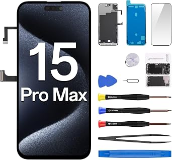 for iPhone 15 Pro Max Screen Replacement 6.7" 3D Touch LCD Display Digitizer Full Assembly with Earpiece Repair Ambient Light Sensor Proximity Sensor Fix Tools Kit A3106 A2849 A3105