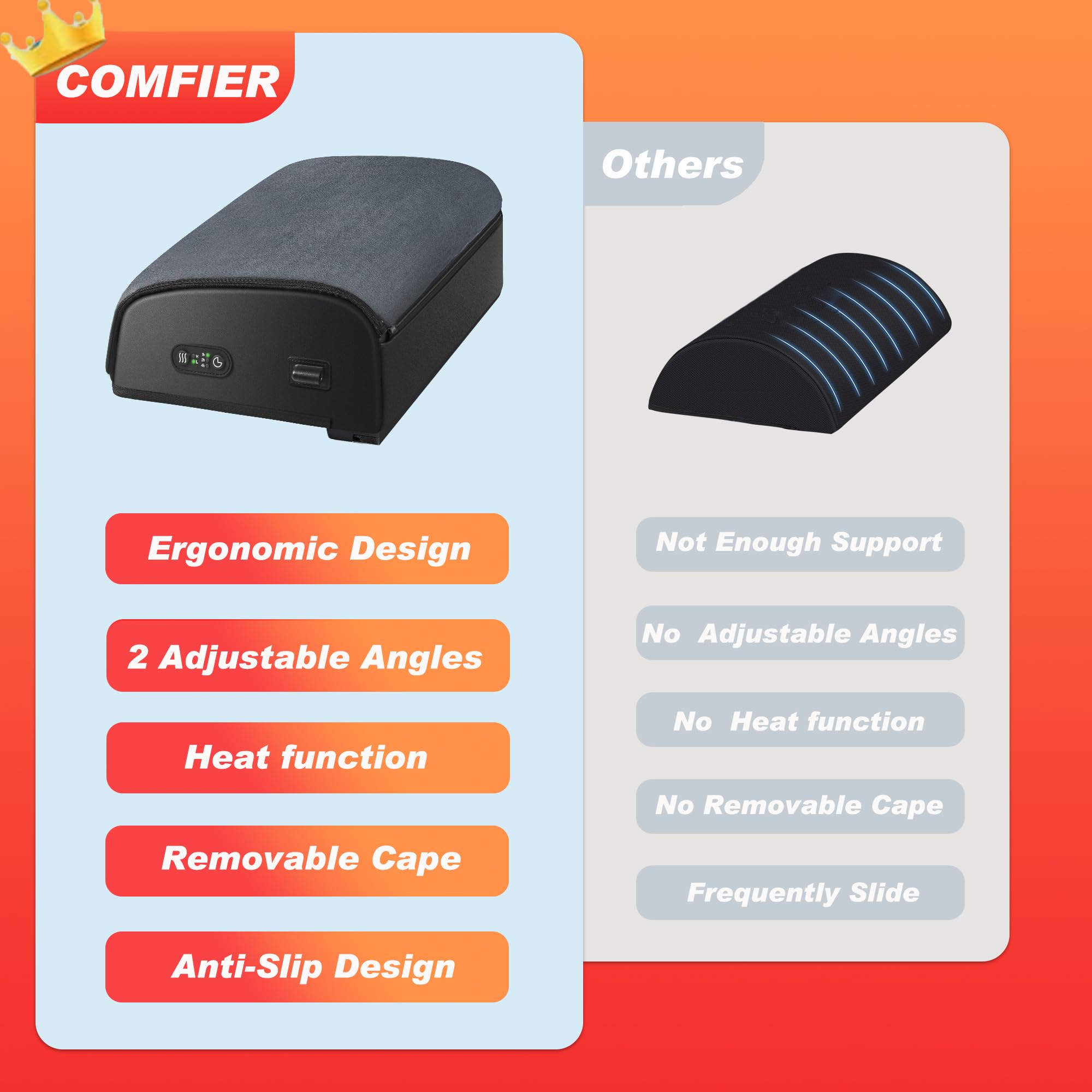 COMFIER Voetsteun, bureau, in hoogte verstelbare voetenbank, ergonomische voetensteun, bureau, thuiskantoor, voetwarmer, voetverwarming, cadeaus voor mannen en vrouwen, kerstcadeaus