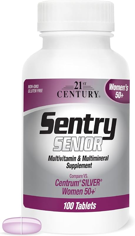 21st Century Sentry Multivitamínico para mujeres mayores de 50 años, 100 tabletas | Multivitamínico y multimineral completo, compare VS. Centrum® SILVER Women 50+, Women 50 Plus, Nutrientes de espectro completo para el corazón