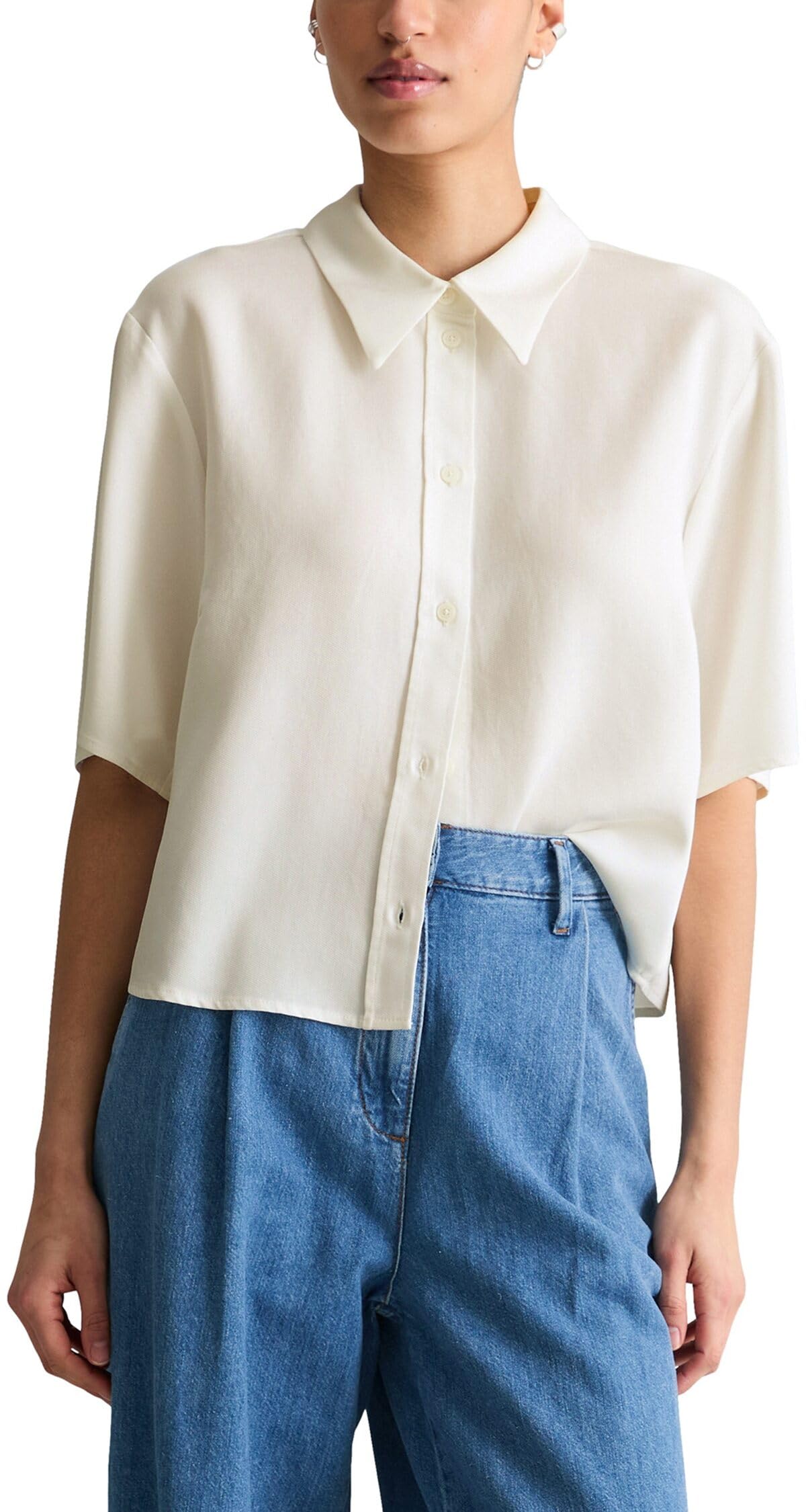 Marc OߴPolo Denim Damen Kurzarmbluse Cropped Relaxed Fit