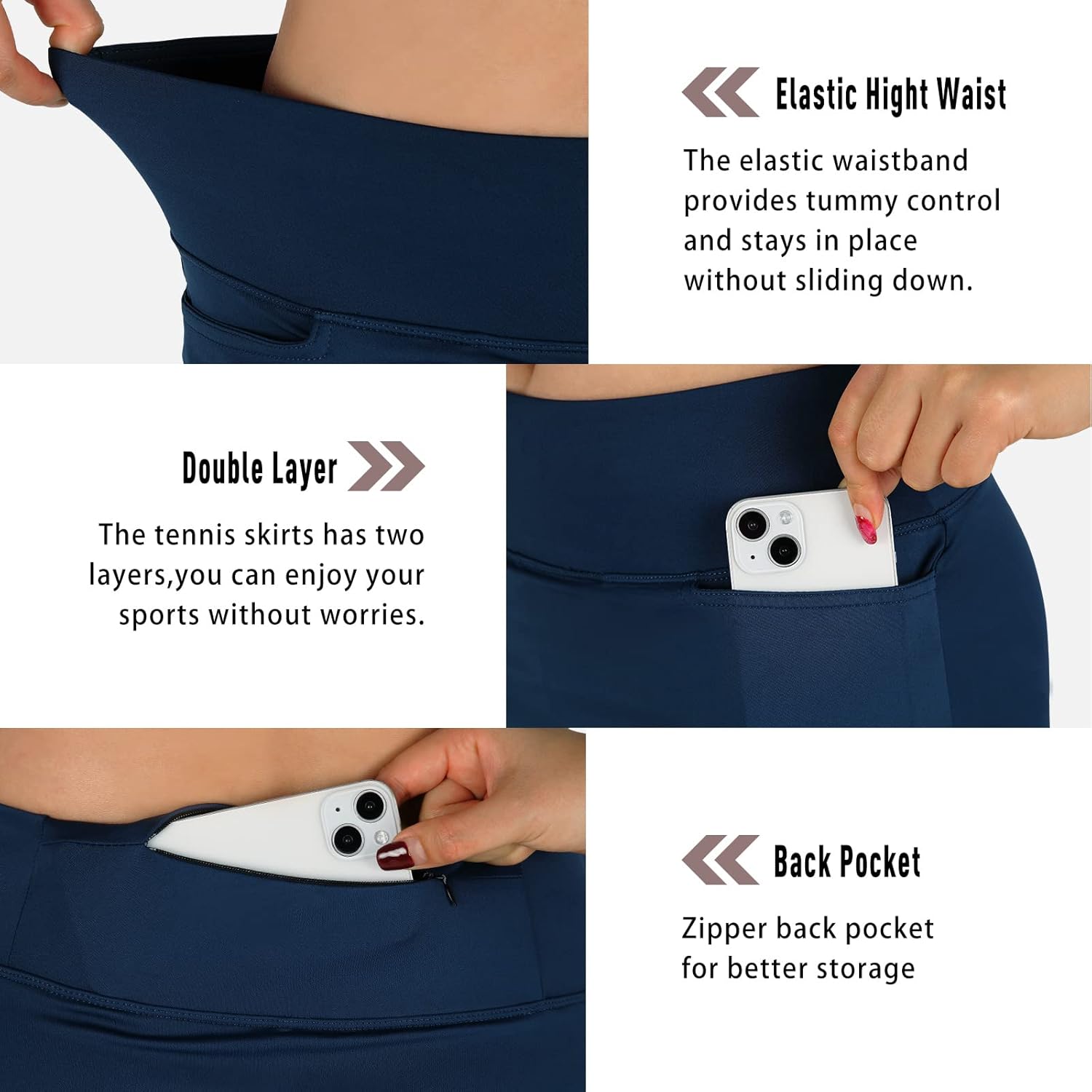 beroy Skorts Skirts for Women,20" Knee Length Skirted for Women,Athletic Skirt with Shorts - Image 4