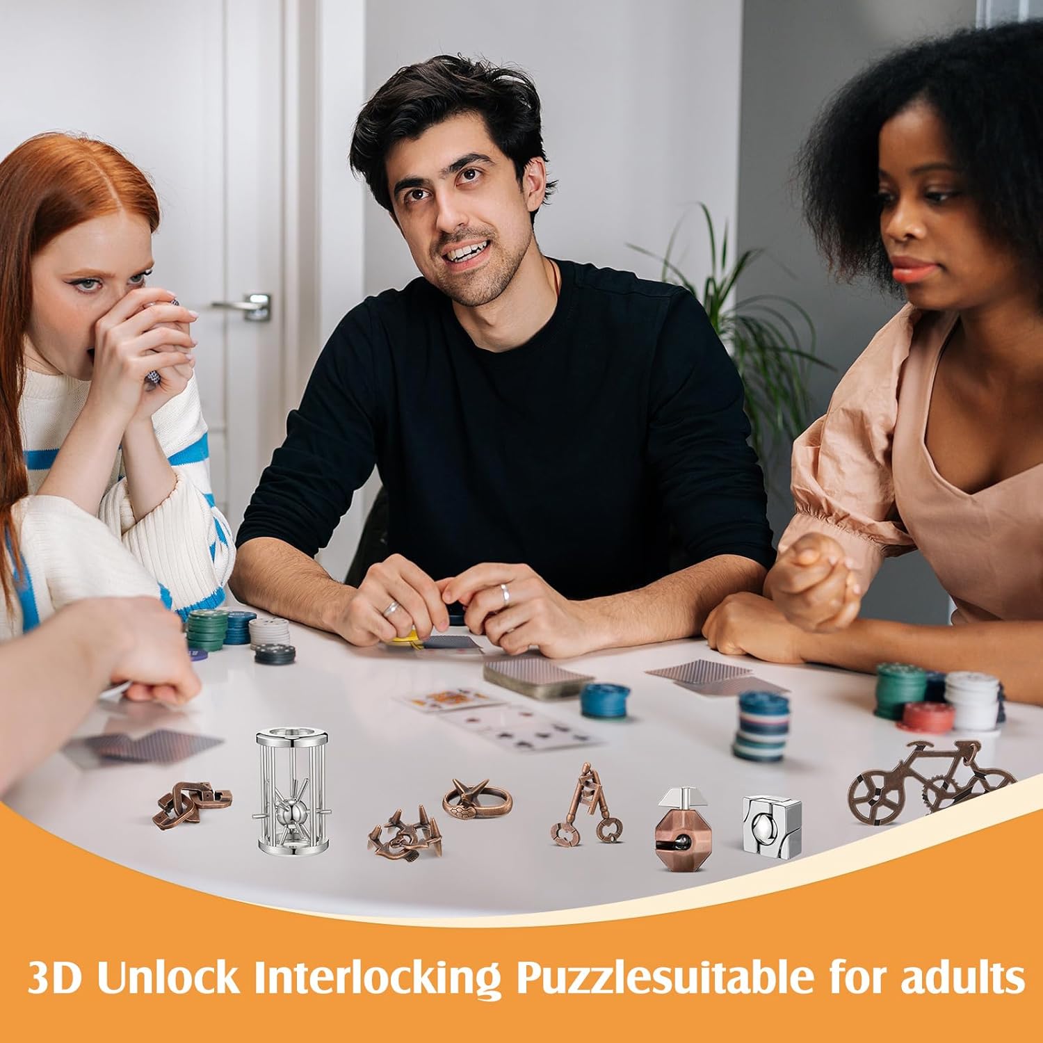 Syhood 10 Pieces Metal Brain Teaser Puzzles for Adults 3D Steel Puzzle Difficult Magic Mind Challenge Unlock Interlocking Games Iq Smart Logic Test Toys Basket Filler Stuffers(Classic)