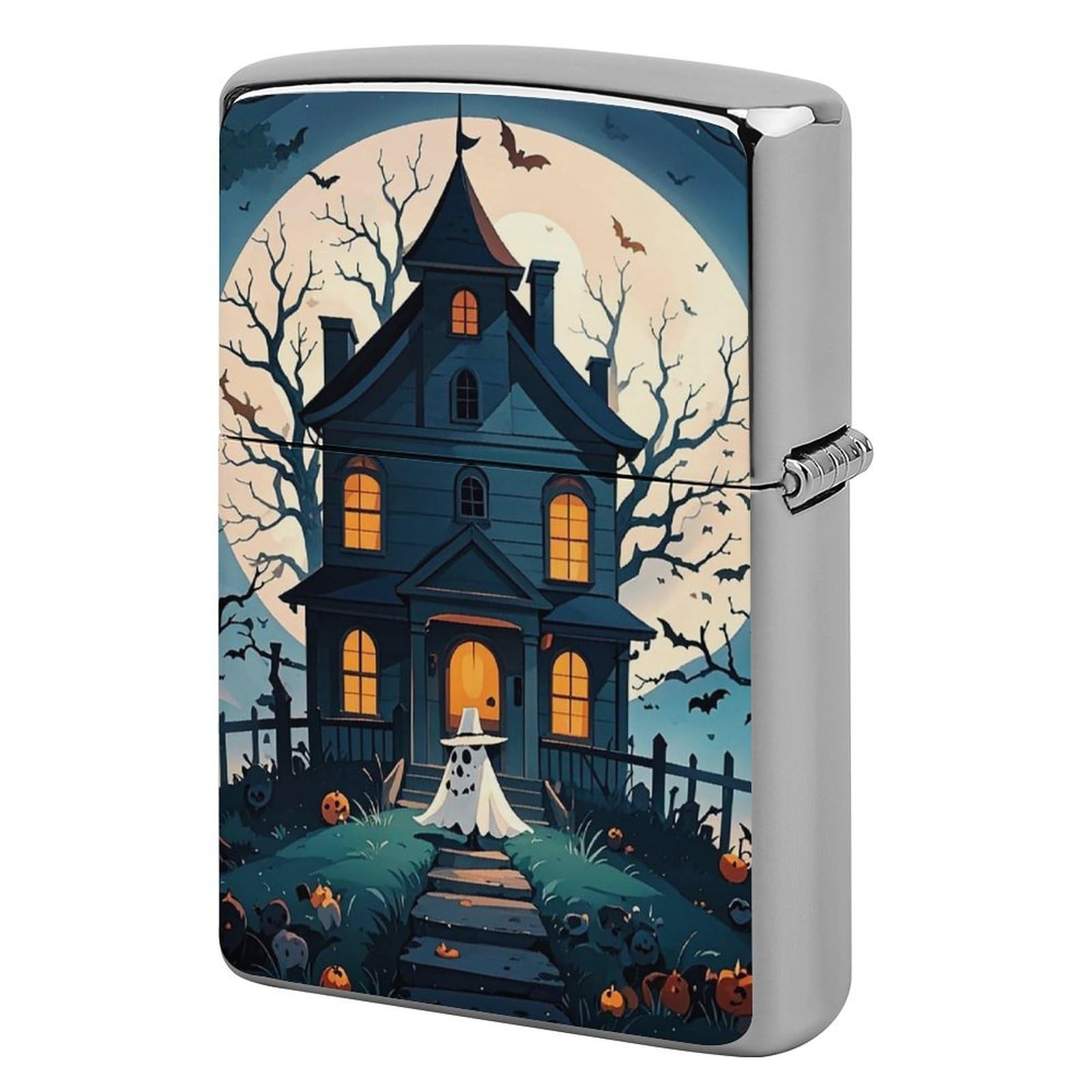 Haunted House Tree Witch Halloween Lighter Case for Men, Personalized Lighter Cover for Valentine's Day Gifts, Flip-Top Lighters Shell for Outdoor, Portable Lighters Protective Sleeve