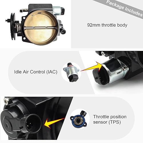 Miniatura 2 de Cuerpo del acelerador de 3.622 in para LS1 LS2 LS3 LS6 LS7 LSX con sensores de posición del acelerador TPS IAC Aluminio Negro