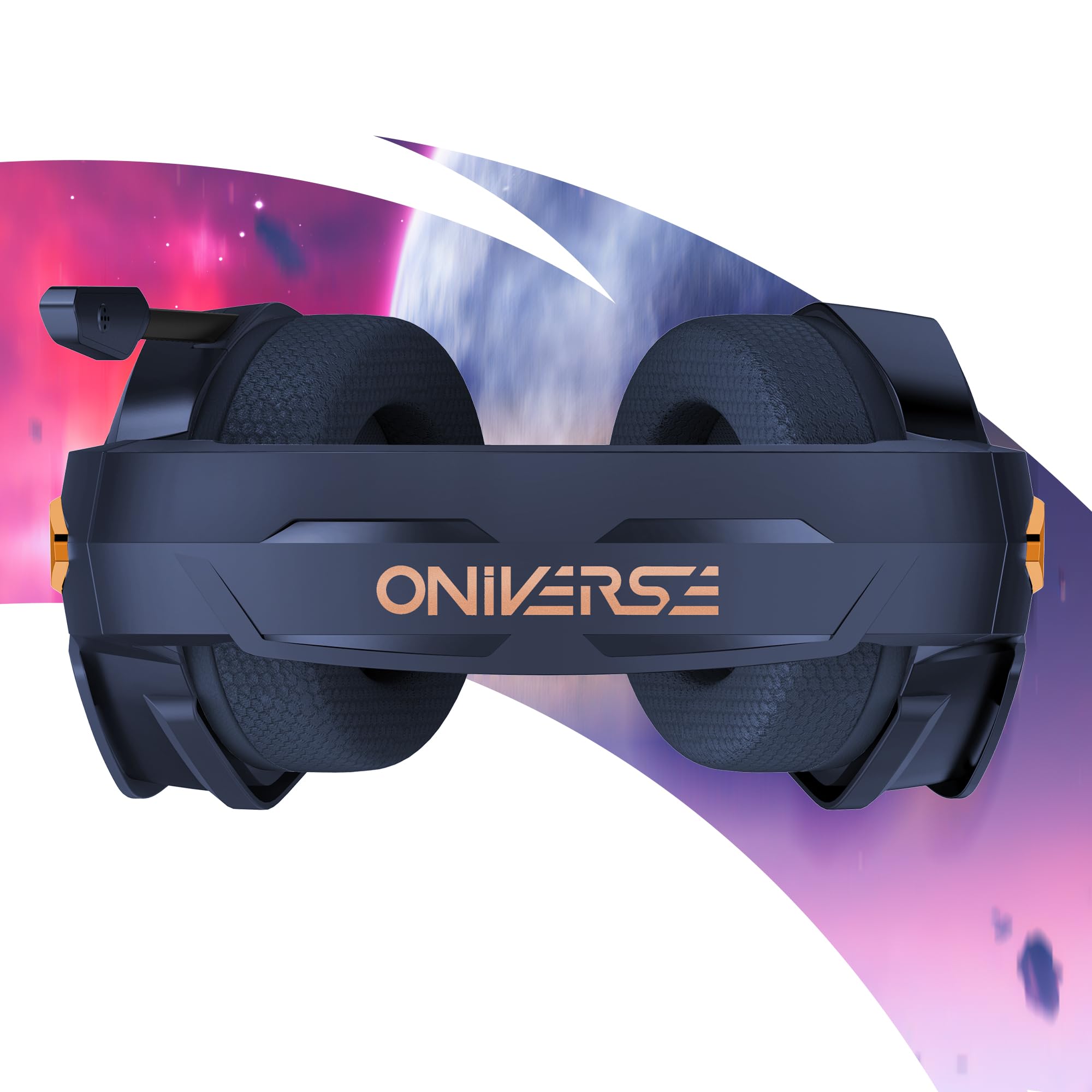 Słuchawki do gier PS5 PS4 Switch 2 Xbox PC Mac z regulowanym mikrofonem LED, głośniki 50 mm, oddychające wkładki z tkaniny - Nebula Abyss Blue Przewodowy zestaw słuchawkowy Stereo Gamer