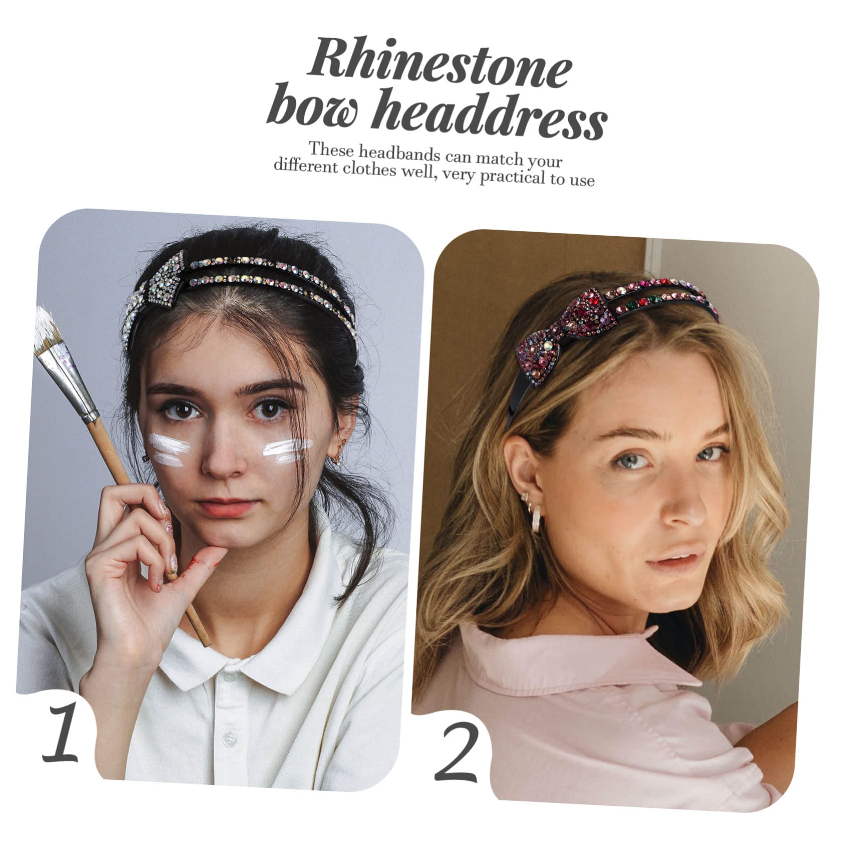 POPETPOP 8pezzi Fasce Per Eleganti Con Fiocco e Strass Accessori Moda Per Donne e Ragazze Per Feste e Uso Quotidiano