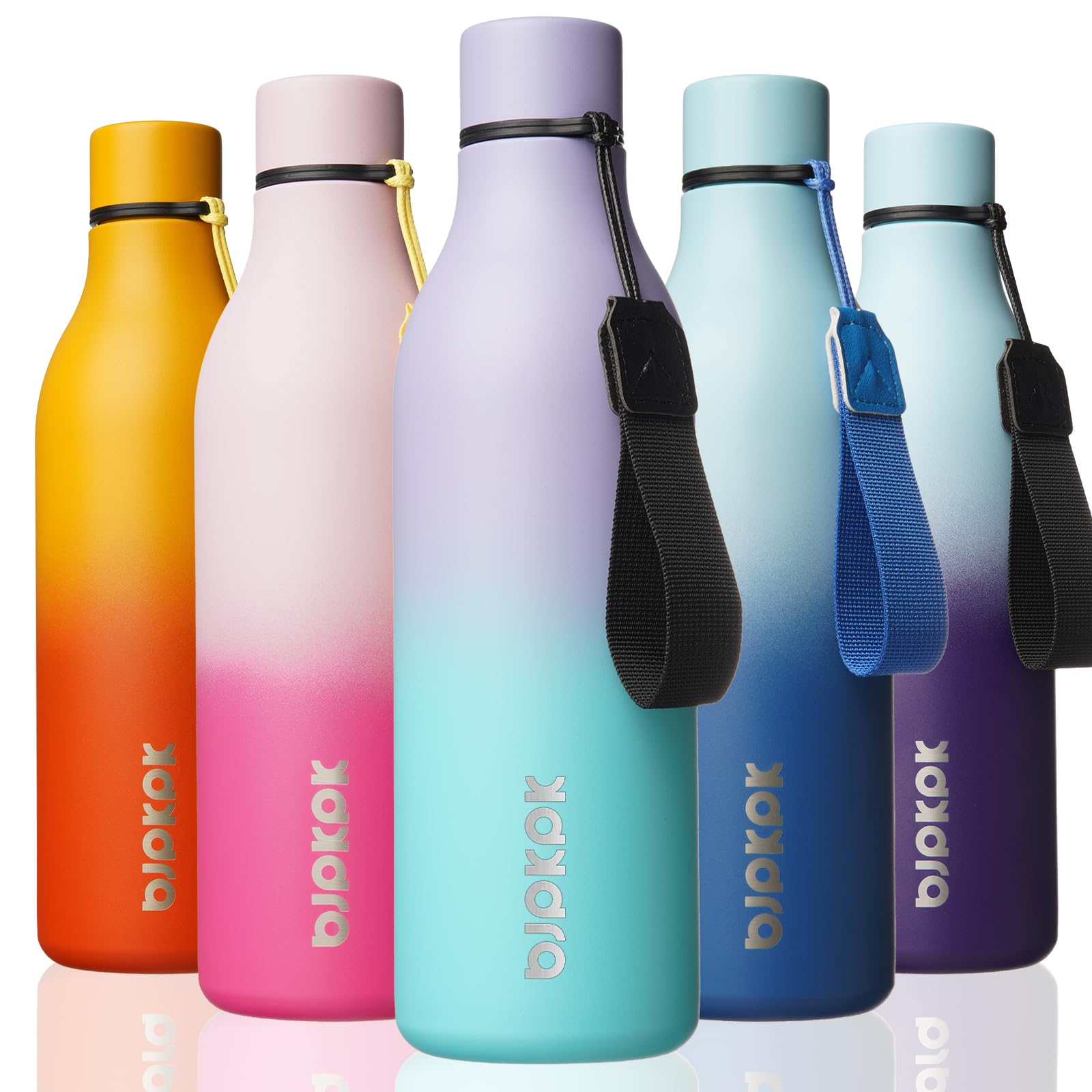 BJPKPK 25oz Insulated Water Bottle, Stainless Steel Bottle with Carry Strap | Keep Cold &amp; Hot Vacuum Insulation, Leak-Proof BPA-Free Design, Slim Bottle Fits Most Cup Holders for Gym, Office &amp; Travel