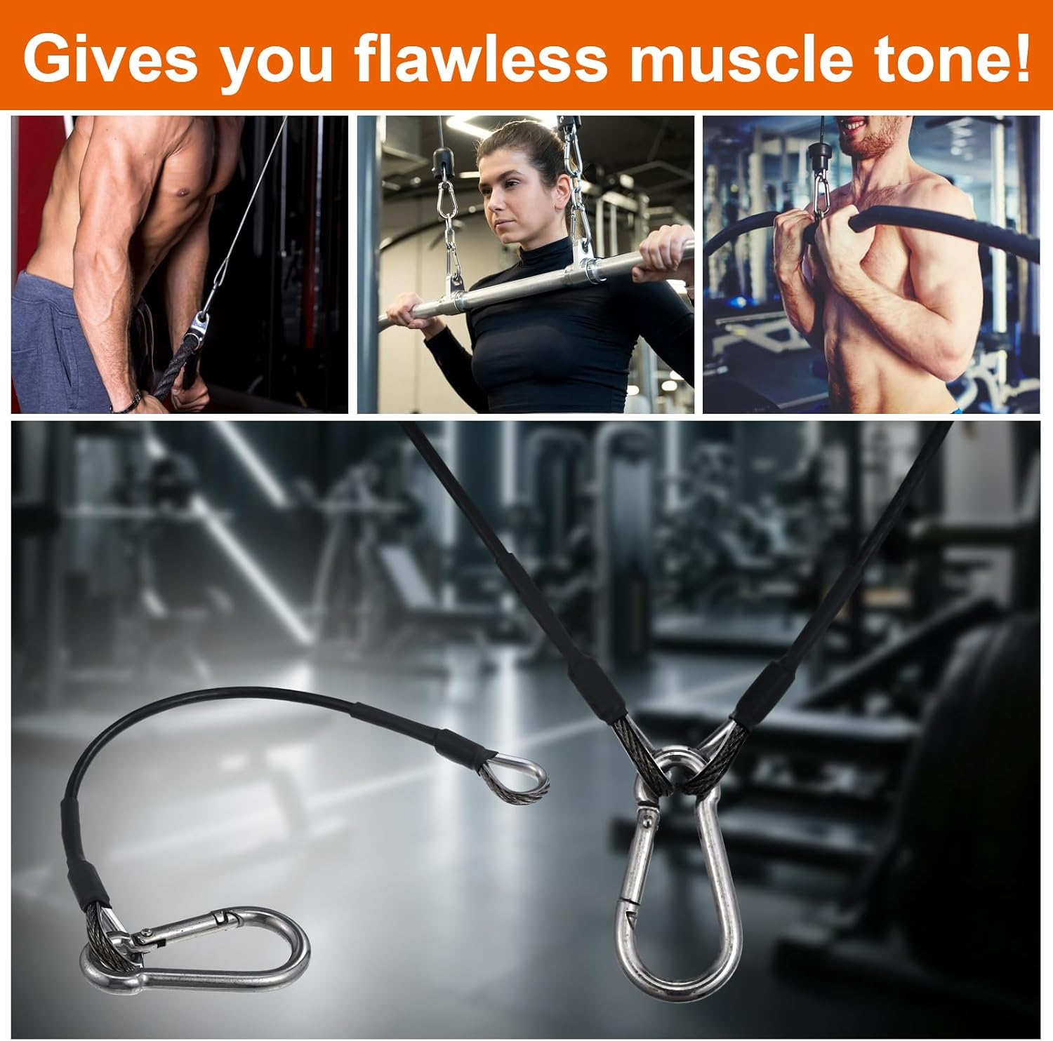 2PCS Gym Cable Extension, 0.2" Thick Pulley Cable Machine Attachment Fitness Extension Steel Wire Rope Replacement, Compatible with Home Gym for Lat/Tricep Pull Down, Leg Extensions Machine(10") - Image 5