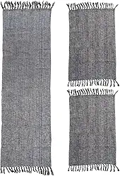 Jogo de Tapetes para Cozinha 3 Peças Decolab Básico | Kit com 1 Passadeira e 2 Tapetes para Cozinha | Design Liso em Algodão Premium | Tapetes Laváveis e Duráveis (Preto Mescla, 3 Peças)