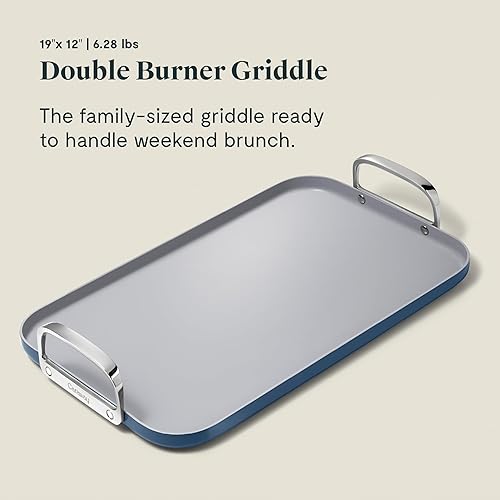 Miniatura 4 de Caraway Plancha de doble quemador, sartén de 19 x 12 pulgadas, revestimiento de cerámica antiadherente, no tóxico, sin PTFE ni PFOA, apto para horno