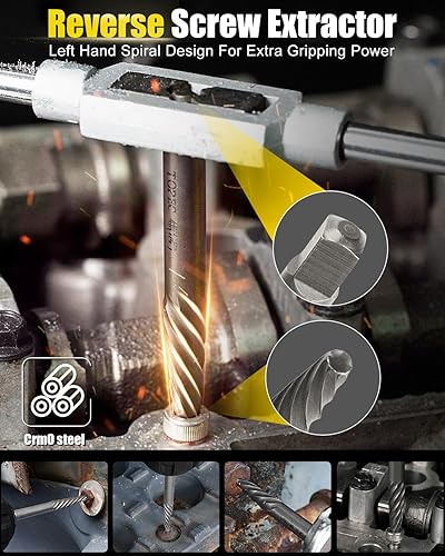 Miniatura 4 de Topec Juego de 36 extractores de tornillos y pernos, juego de extractor de tornillos 3 en 1, juego de enchufes extractores de pernos rotos de 38