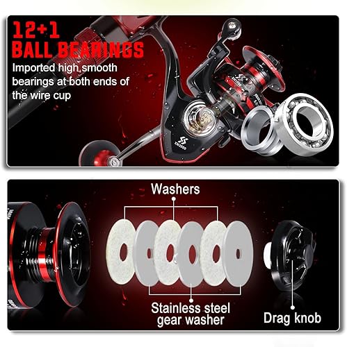 Miniatura 6 de Sougayilang Fishing Rod and Reel Combo Set with Telescopic Fishing Pole Fishing Accessories and Carrier Bag for Saltwater Freshwater Rojo - Solo