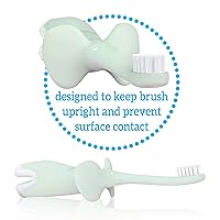 Vista 9 de Dr. Brown's Juego de cepillos de dientes de entrenamiento para bebés y niños pequeños, elefante de menta con pasta de dientes de fresa sin flúor