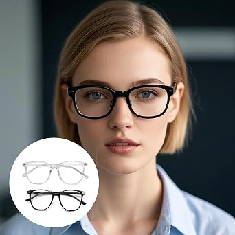 2-Pack Blue Light Blocking Glasses for Women Men, Reading glasses