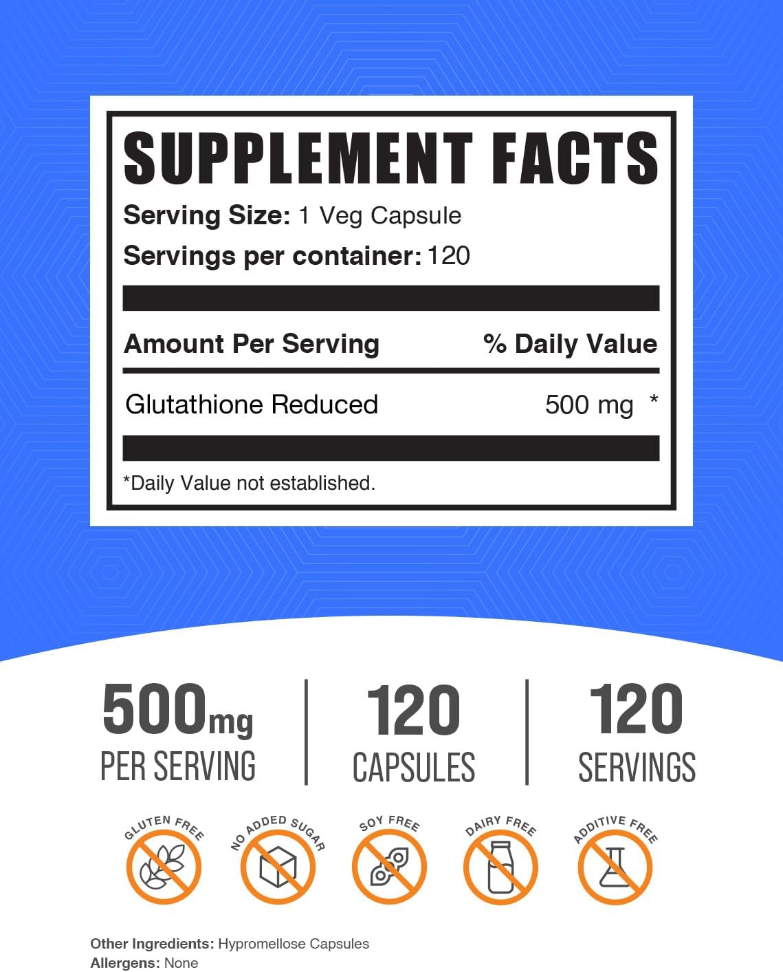 BulkSupplements.com Glutathione Reduced Capsules - Glutathione Supplement - Gluten Free, 1 Capsule Per Serving, 120 Capsules (Pack of 1) - Image 2