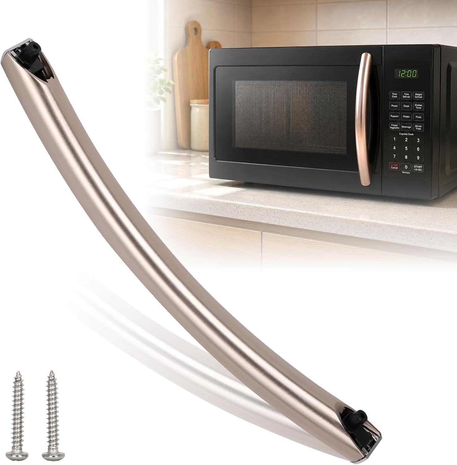 New 309A for Samsung Microwave Handle， DE94-04309A for Samsung Microwave Door Handle，Contains 2 Screws, Rose Gold