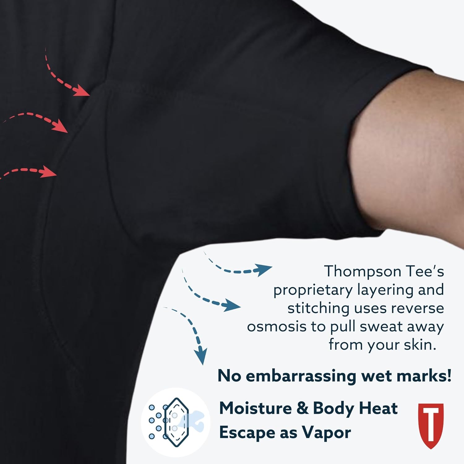 Sweatproof Undershirt for Men w/ Underarm Sweat Pads (Original Fit, Deep V-Neck) - Image 5