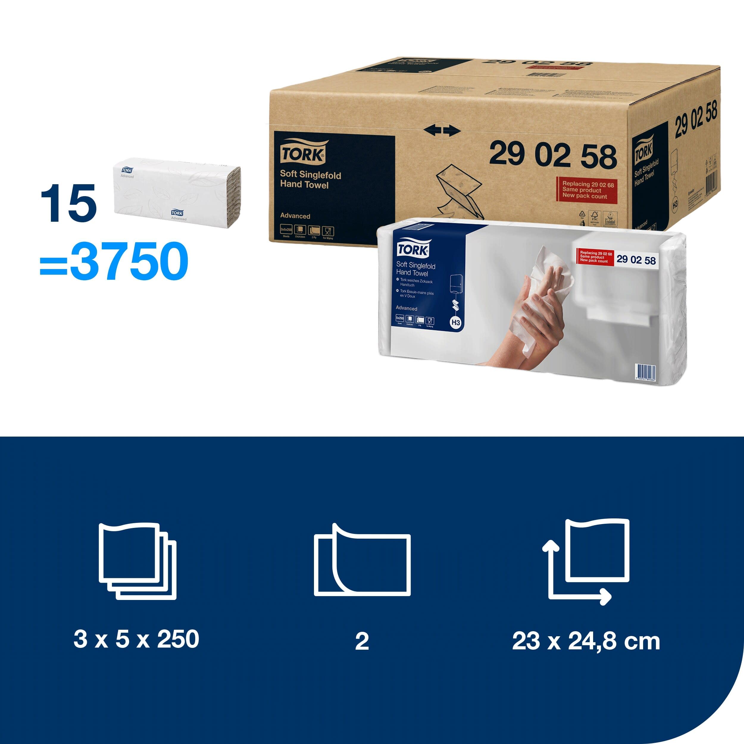 Tork Asciugamani Di Carta Singlefold - 250 Fogli 2 Strati | Per Dispenser Monodose | Iperassorbenti - Foto 8