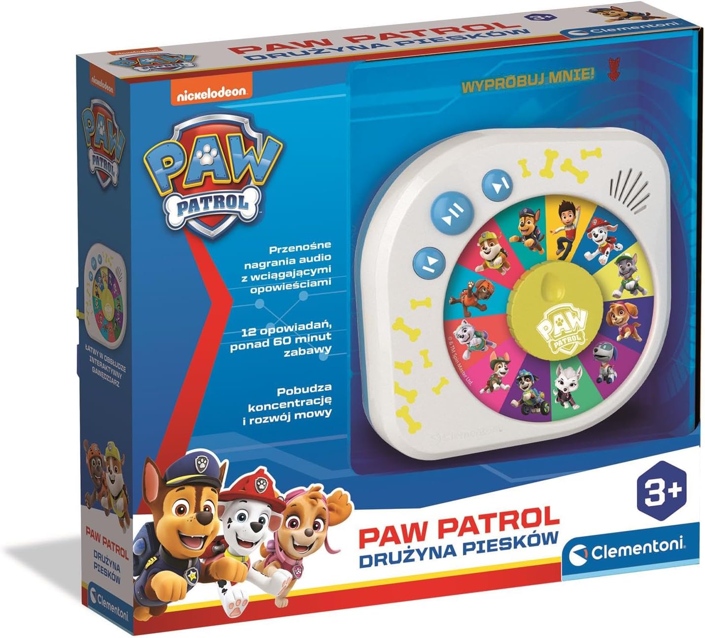 Clementoni Opowiadacz Historii Paw Patrol Przenośne Urządzenie Audio Interaktywne z Przygodami i Opowieściami Szczeniaczków Edukacyjna Zabawka dla Dzieci 3 50787
