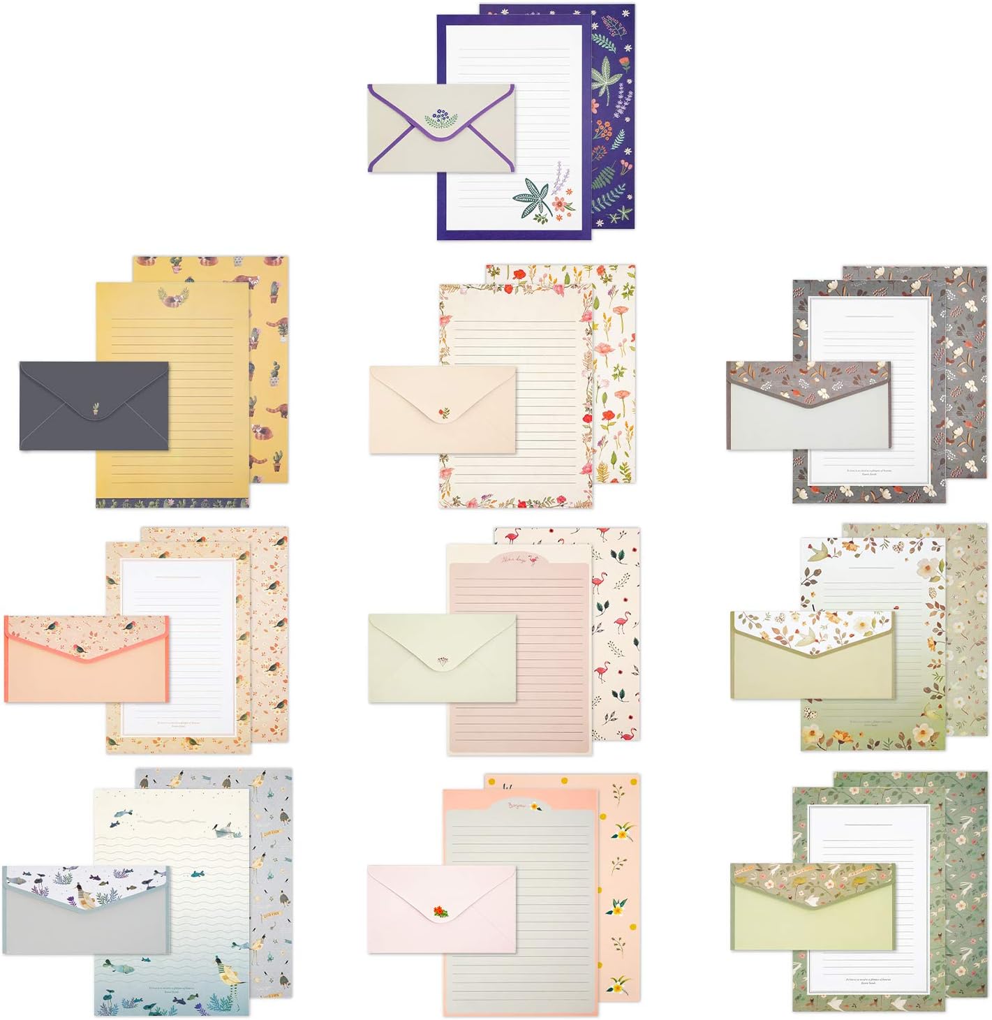 Stationery Set, Envelopes and Writing Letter Papers, 60 pcs Lovely Cute ...