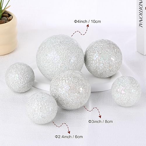 Miniatura 5 de Paquete de 3 bolas decorativas para cuencos, bolas de vidrio de mosaico de 2.4 pulgadas, orbes de vidrio decorativos para decoración del hogar,