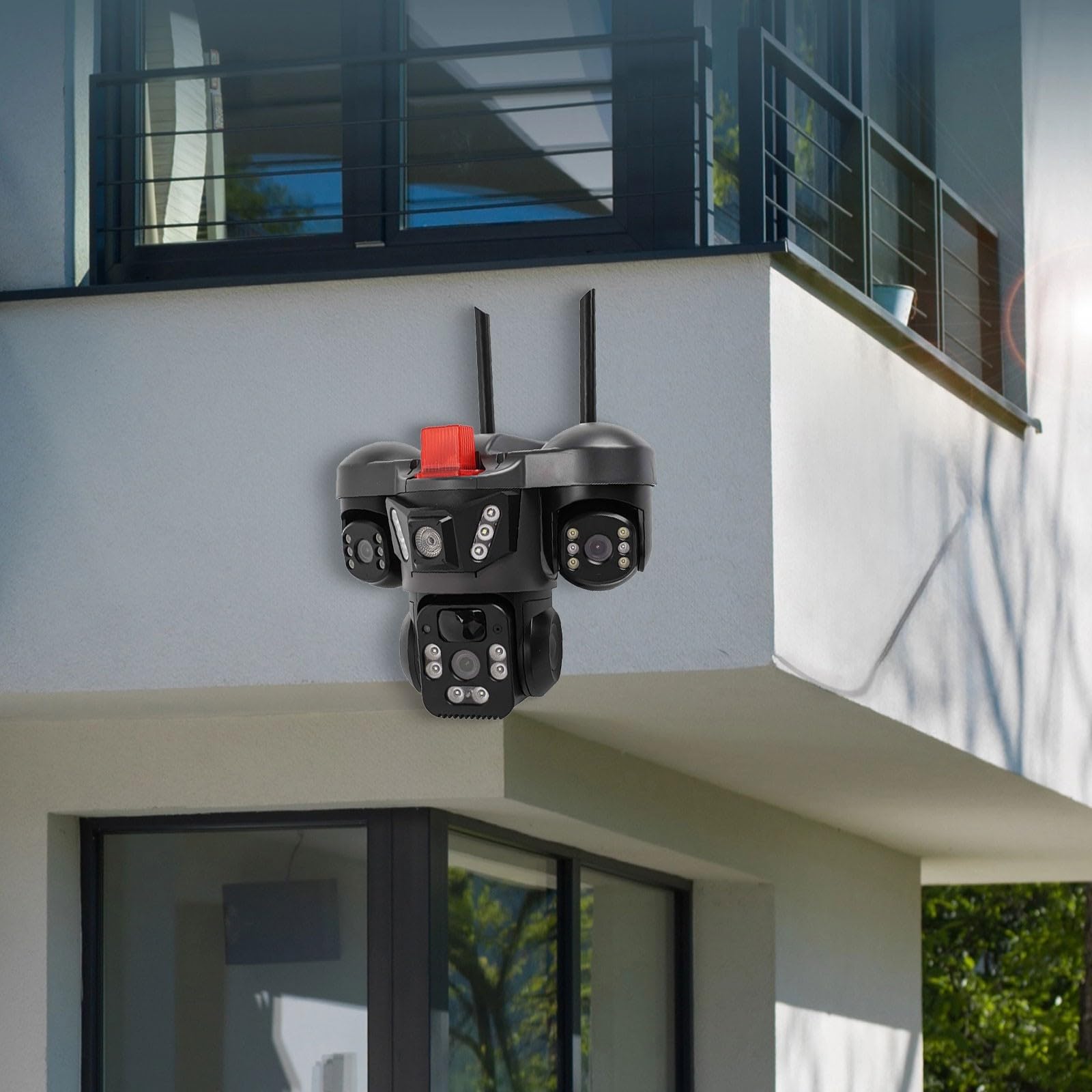 V380 PRO Caméra de sécurité solaire 4K à 3 objectifs avec double détection infrarouge et couleur sombre, détection de mouvement, audio bidirectionnel V380 PRO (Wi-Fi solaire)
