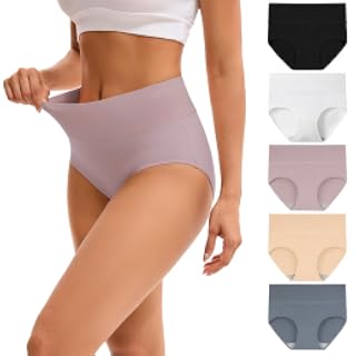 INNERSY - Bragas de algodón de cintura alta para mujer, talla regular y grande, paquete de 5