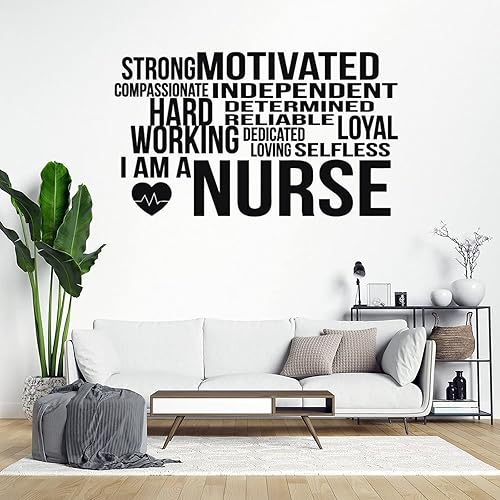 Calcomanías de pared con texto en inglés "I Am A Nurse" (Soy una enfermera) con citas inspiradoras de vinilo para decoración de pared para
