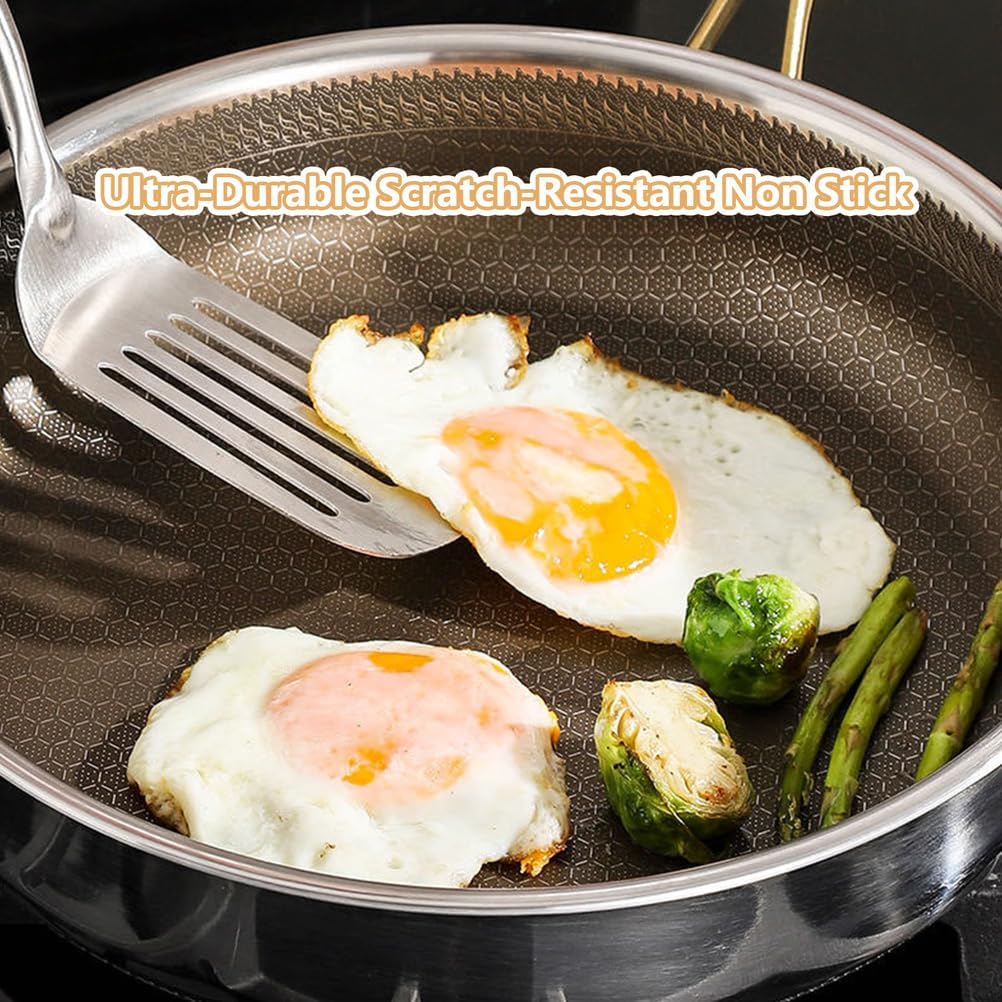 Titanium Pan, 2026 New Upgrade Non Stick Titanium Pans for Cooking, Ultra-Durable, Scratch-Resistant, Even Heating Frying Pans, Compatible with All Cooktops,with lid,10.24In