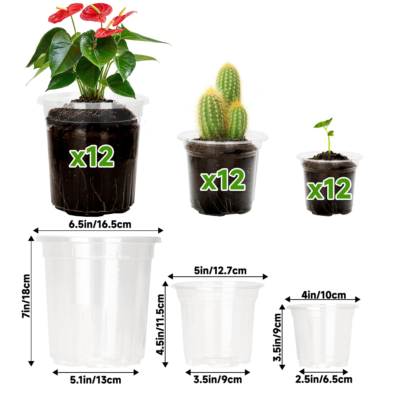 KINGLAKE 36 Pcs Plastic Plant Pots Clear Orchid Pots - Image 2