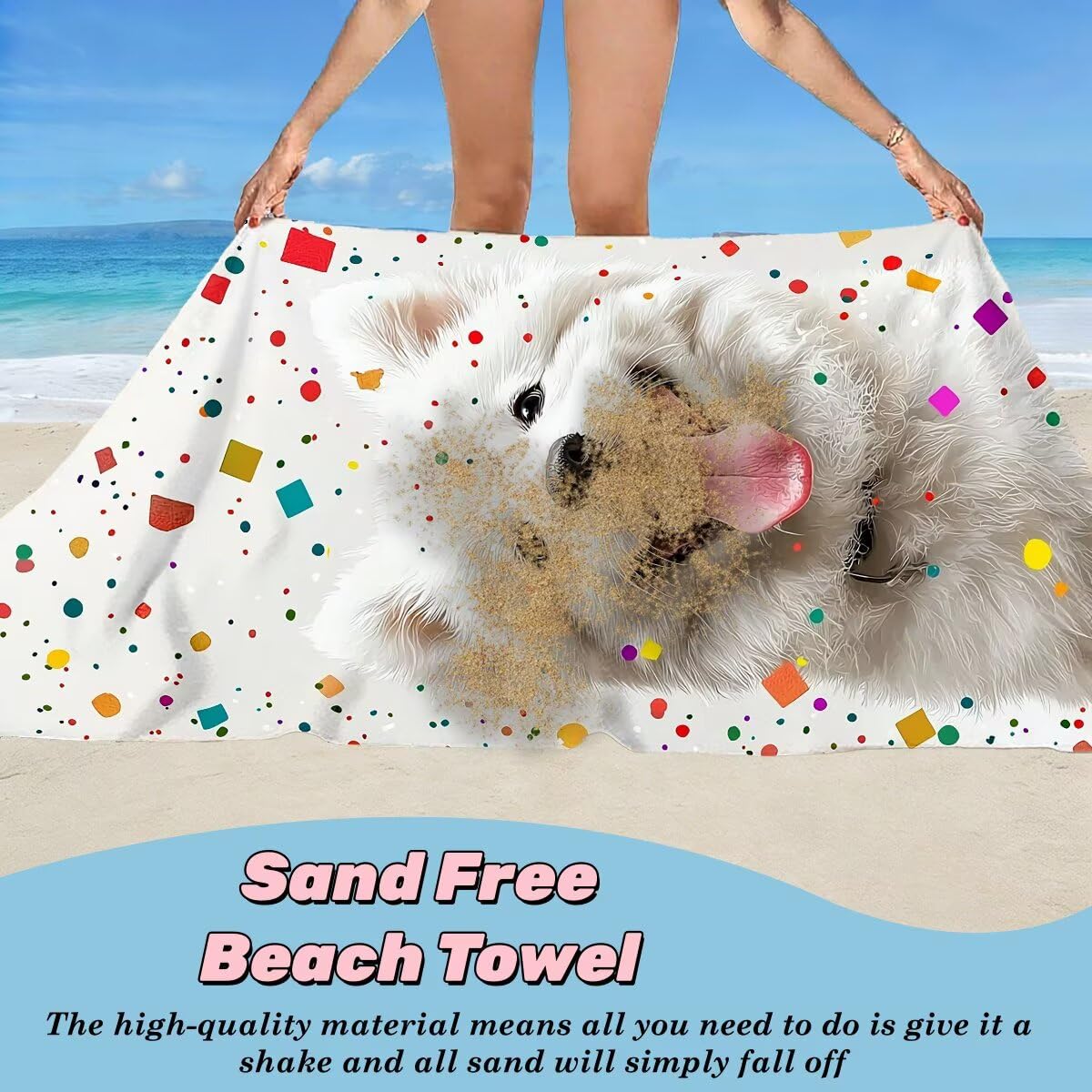 Telo Mare Microfibra, Telo Mare Grande 100x220 cm 2 Pezzi, Asciugamano Palestra Uomo Donna Antisabbia Teli Spiaggia Asciugatura Rapida Asciugamani Microfibra Accessori Spiaggia per Viaggi (Cane) -5041