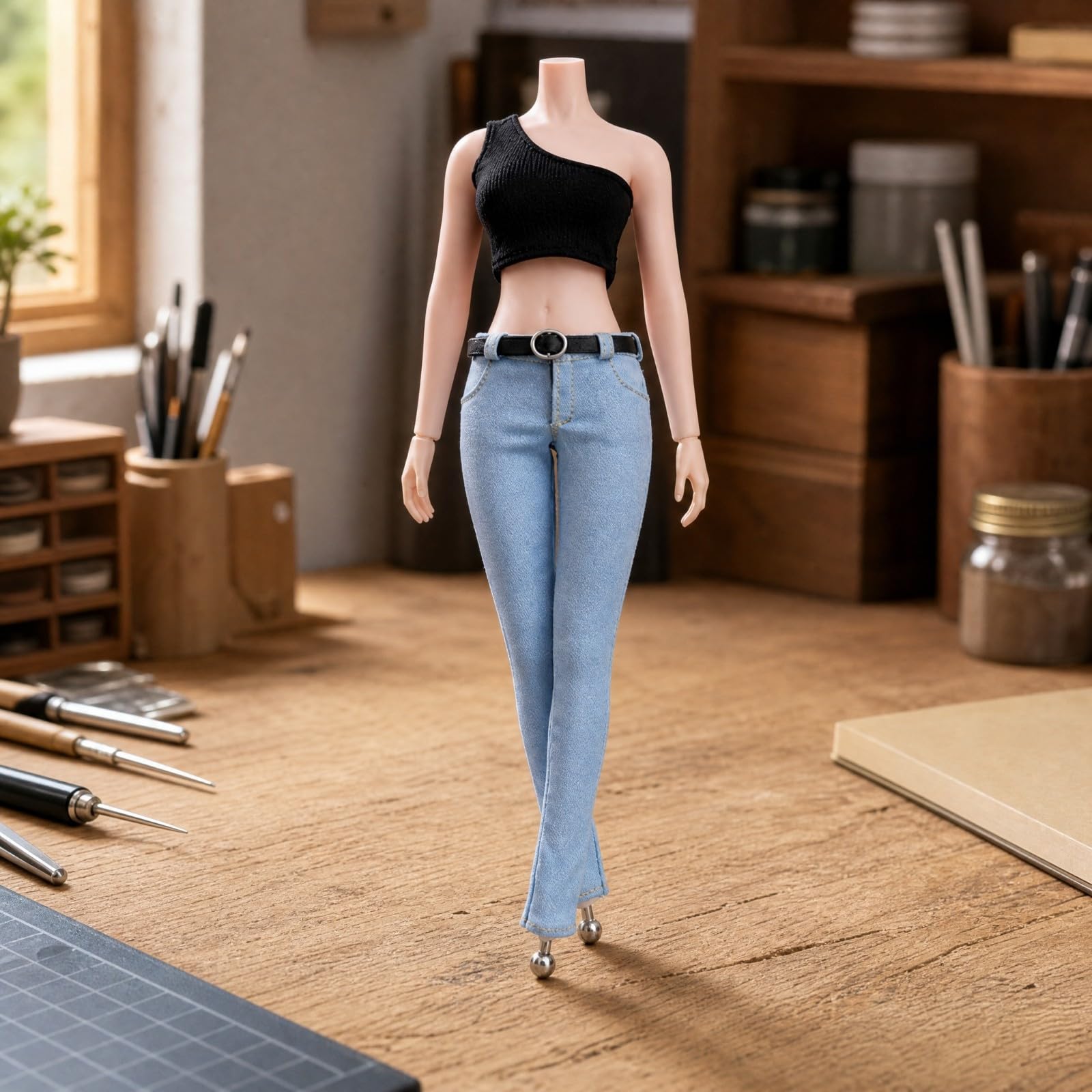 LOVIVER Jeans con Gilet e Cintura Coordinato, Style to 2, Color to 2