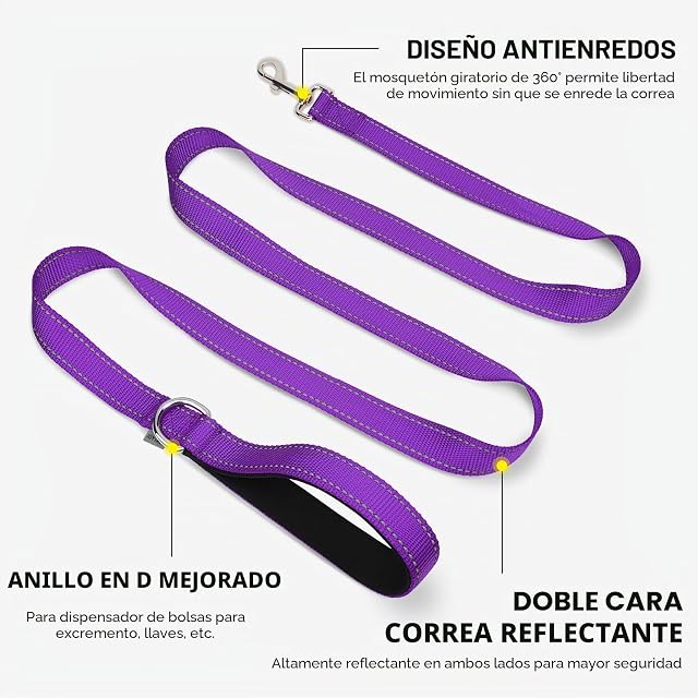 Foto 5 de 6 de Joytale Correa para Perro Reflectante de Doble Cara, Correa para Perros con Mango Acolchado