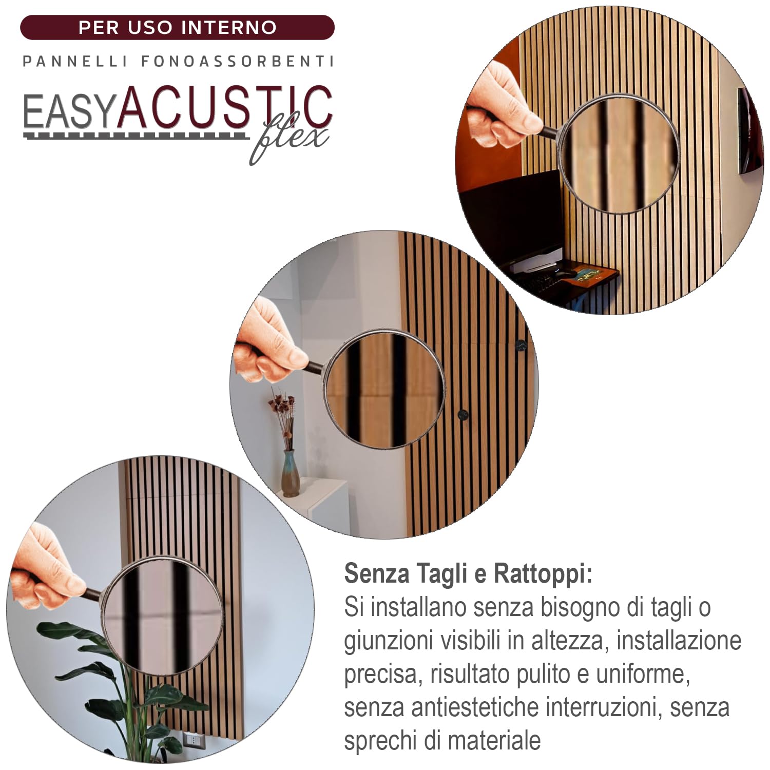 MASTERBRICO Pannello Fonoassorbente Decorativo Effetto Legno 275x60 cm – 1,65 mq per Pacco, Pannello Insonorizzante in MDF per Isolamento Acustico di Soffitto e Pareti, Spessore 6 mm (ROVERE)