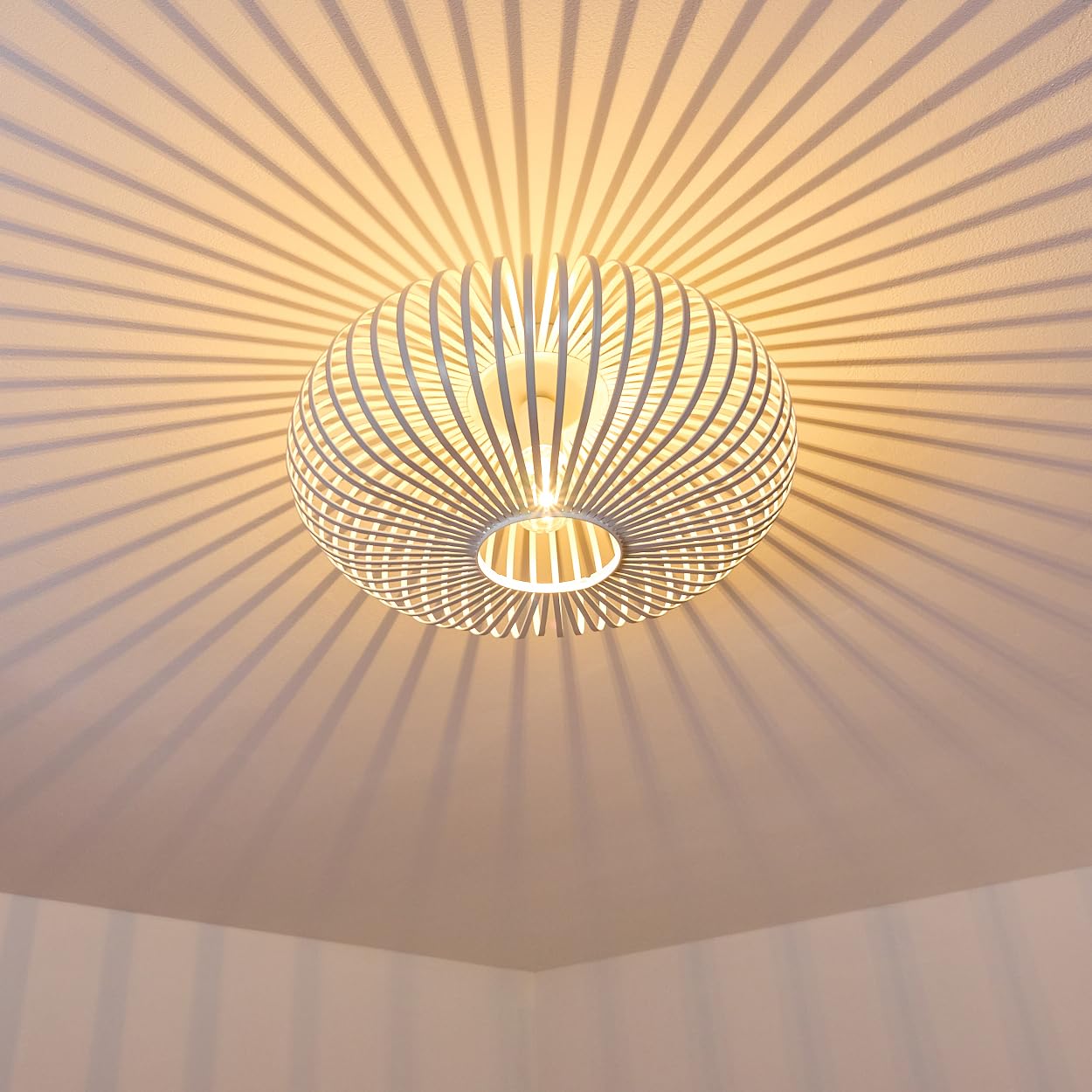 Hofstein White 2 Oravi Ceiling Lamp, Round Metal Ceiling Lamp In White, 1-Flame, E27 Socket, Luminaire With Great Lighting Effects On The Ceiling, Without Bulb