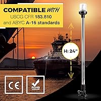 Vista 2 de EVERBEAM Luz de anclaje ajustable de acero inoxidable P800 para barcos de pesca y embarcaciones marítimas - Proporciona visibilidad de 360 grados