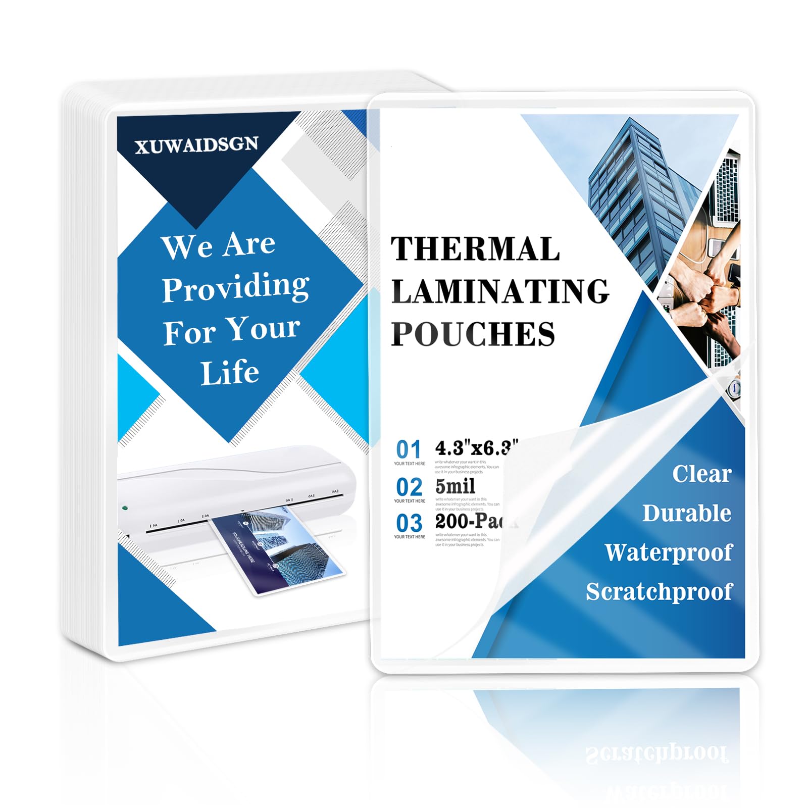 200 Pack 5mil 4“x6" Thermal Laminating Pouches Badge Laminate Pouches Clear Laminated Luggage Tags Printable Laminator Pouches for Business Permits