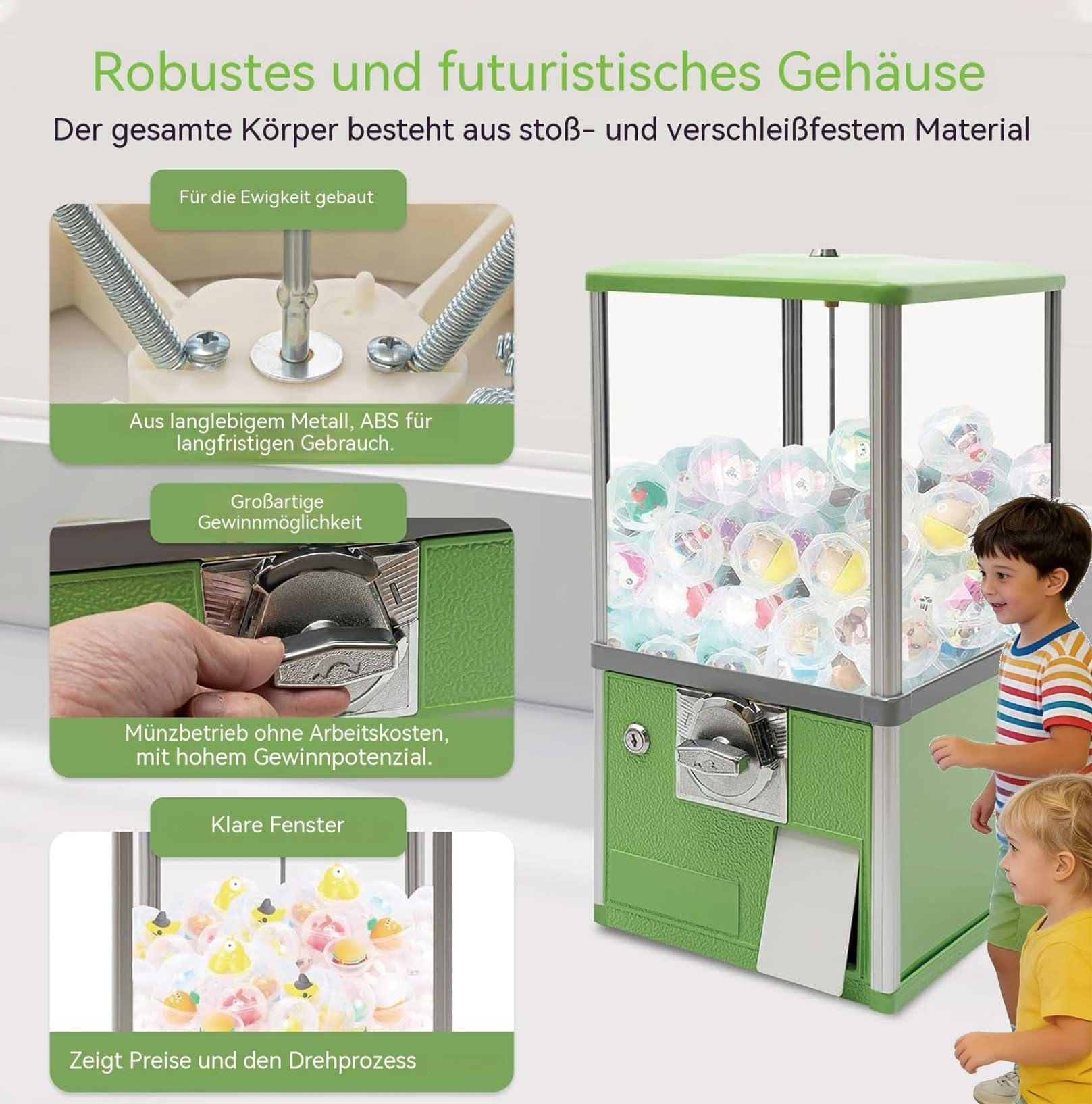 Großer Bonbon und Kaugummiautomat,Gachapon-Automaten, Spielzeugautomat, Verkaufsautomaten für Unternehmen,für Kapselspielzeug mit 4,5-5,5cm für Einzelhandelsgeschäfte