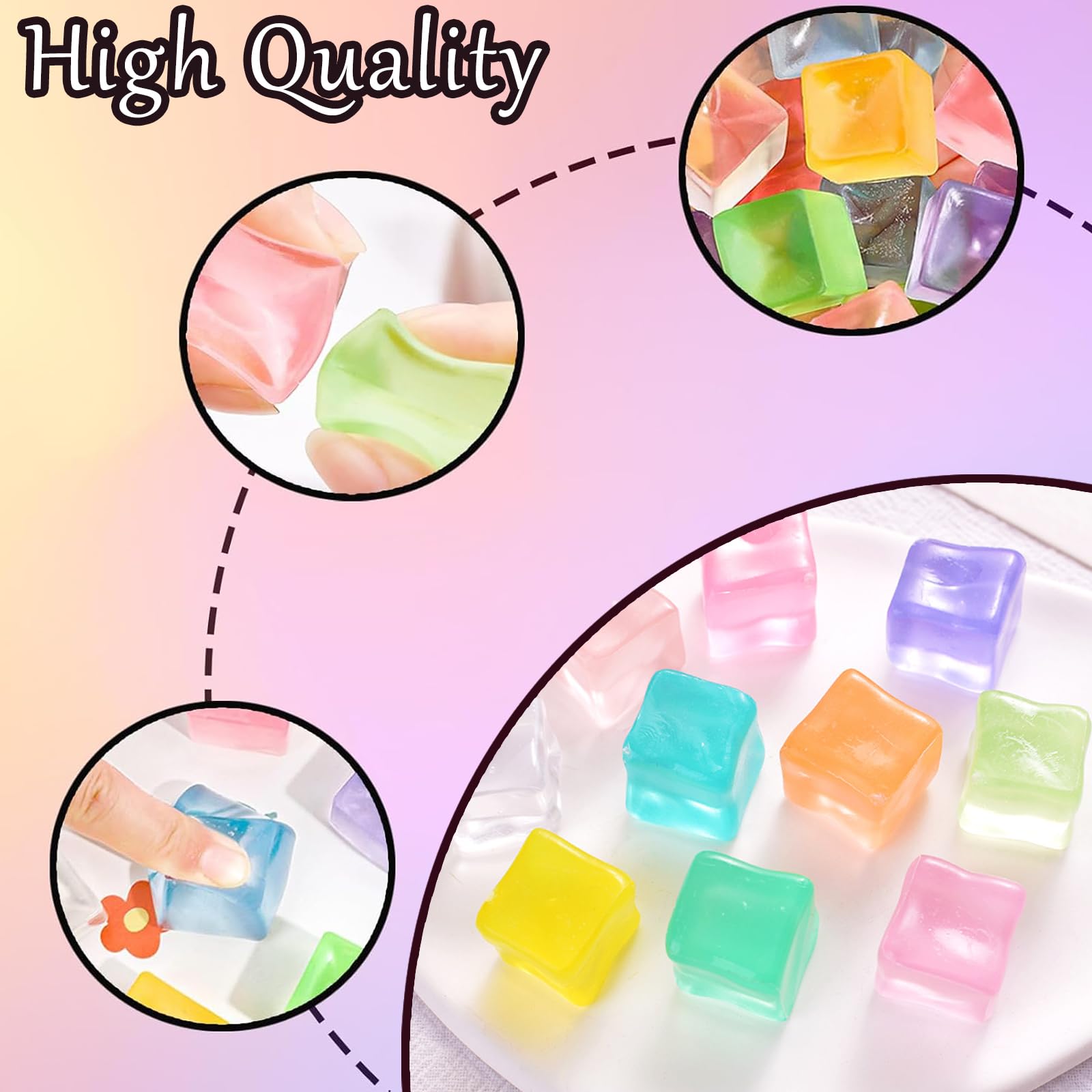 12 Pcs Squeeze Toys nice Cube,Stress Balls for Adults,Stress Ball for Kids,Sugar Ball Fidget Ice Cube Squishy Transparent Squishy Cube Relief Sensory Toys Mini Fidgets Stress Toys (random colors) - Image 3