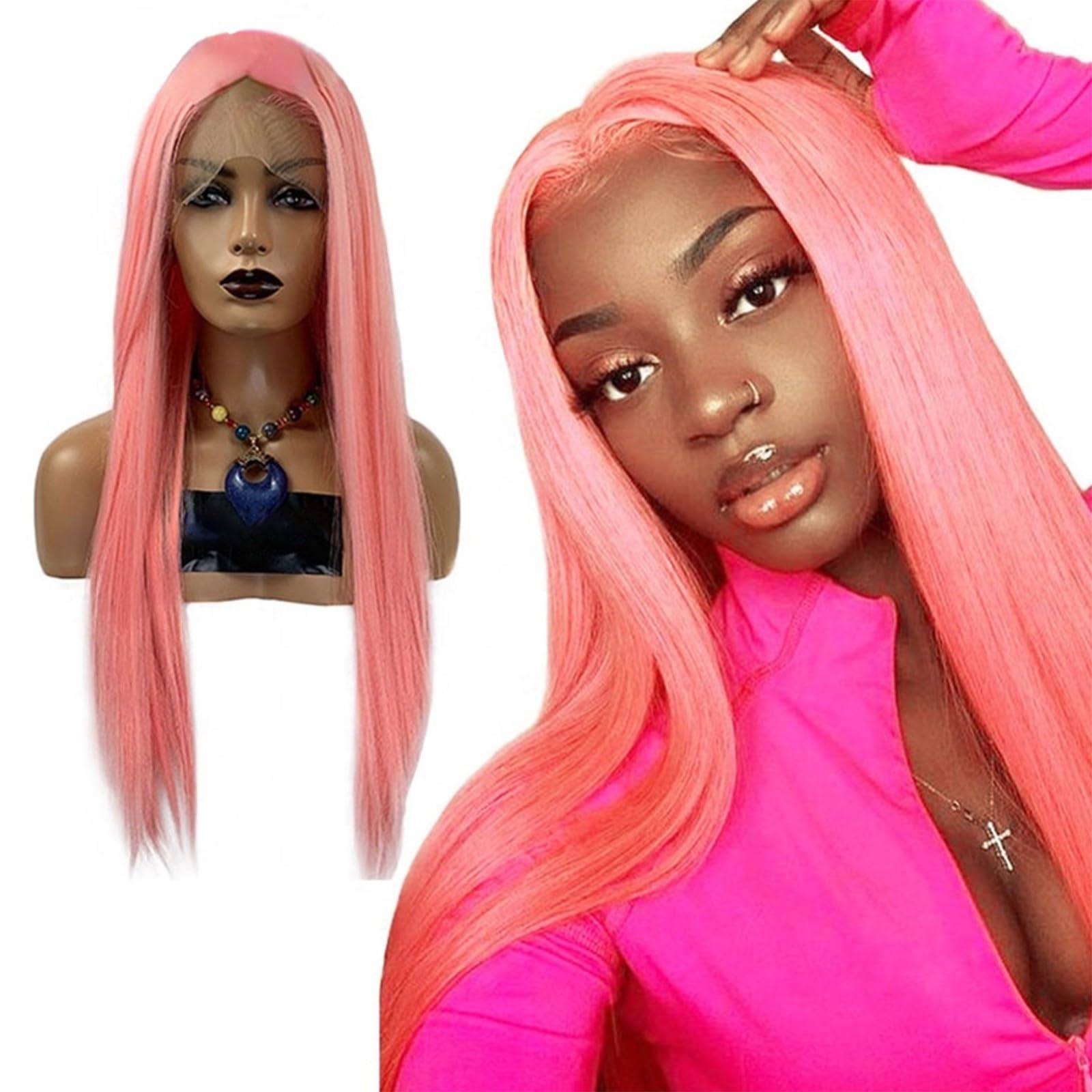 Amazon.com : ZBYXPP Pink Lace Front Wigs Human Hair, 4X4 Sakura