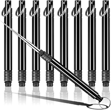 Metal Titanium Toothpicks, 8Pcs Black Reusable Keychain Telescopic Toothpick with Titanium Protective Case Holder, Multifunctional Stainless Steel Toothpick for Travel Picnic Camping