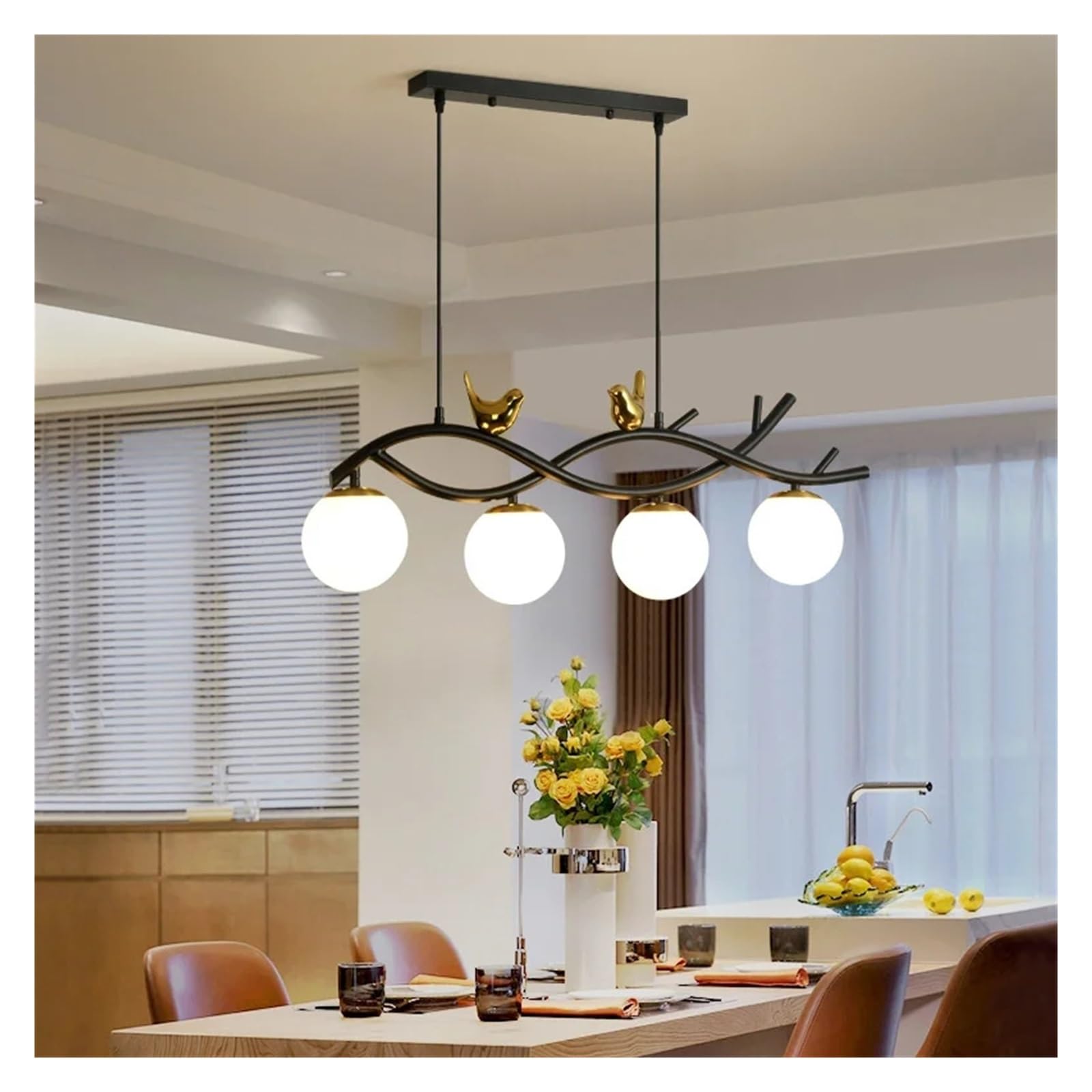 Lustre minimaliste en forme d'oiseau au design épuré, luminaire suspendu moderne d'exception
