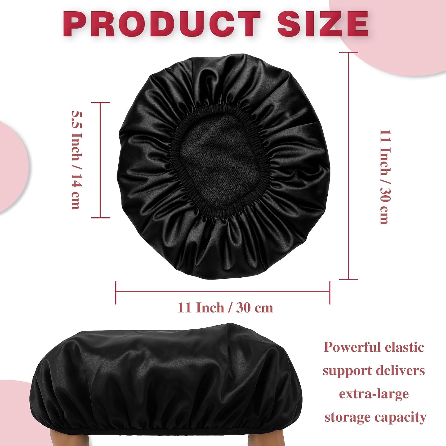 Triple-Layer Terry Lined Shower Cap – Reusable Waterproof Large Cap for Women with Long, Thick, or Curly Hair (Black)