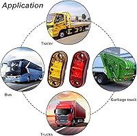 Vista 6 de Tnisesm 10 luces de marcador de remolque impermeables ámbar+rojo de 2.5 pulgadas, 2 diodos, luz de marcador lateral de remolque LED de 2 diodos