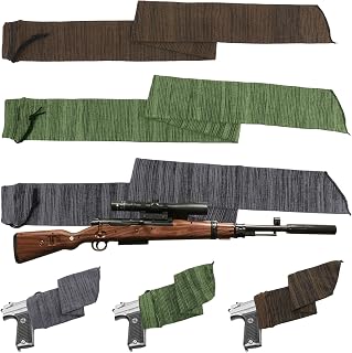 6 Pack Gun Socks JIELISI 16/55” Knit Gun Socks for Rifles/Pistol, Silicone Treated Gun Sleeve with Drawstring Closure, Anti-Rust Moisture-Proof Soft Gun Protector Sock Case for Hunting Shooting