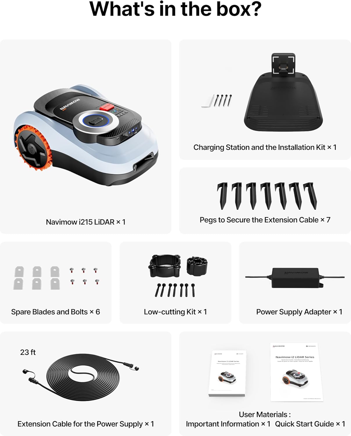Segway Navimow i215 LiDAR Robot Lawn Mower, Wire Free Robotic Lawn Mower for 0.37 Acre, LiDAR & Vision Dual Fusion, Auto Mapping, Off-Road Wheels for 45% Slopes, Quiet 59 dB(A) Mowing