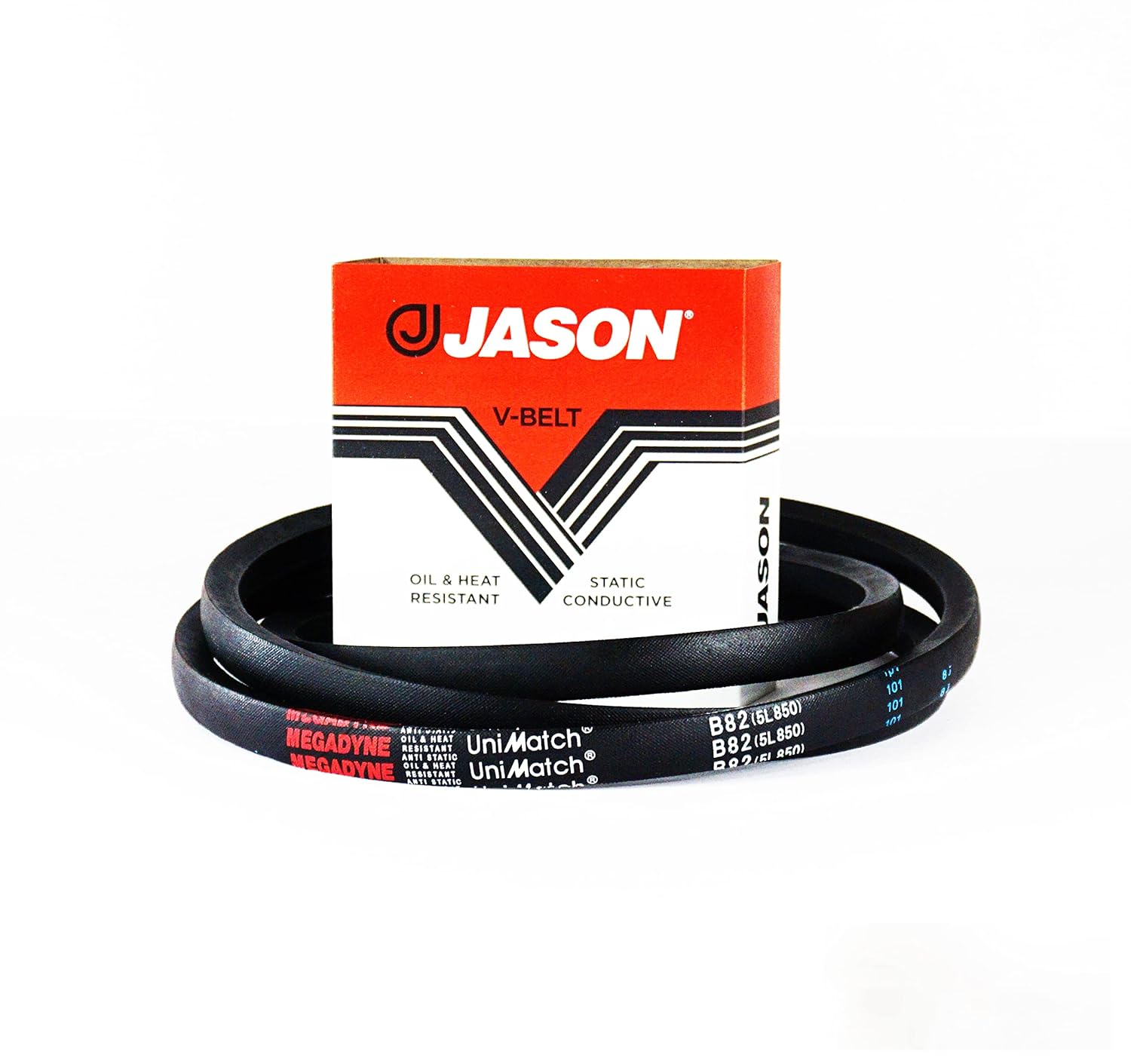 Megadyne - Jason Industrial V Belt – B82-5L850 – (Pack of 1) – Wrapped V-Belt - 85 Inch Outside Length - 0.66 Inch Top Width – 0.41 Inch Thick