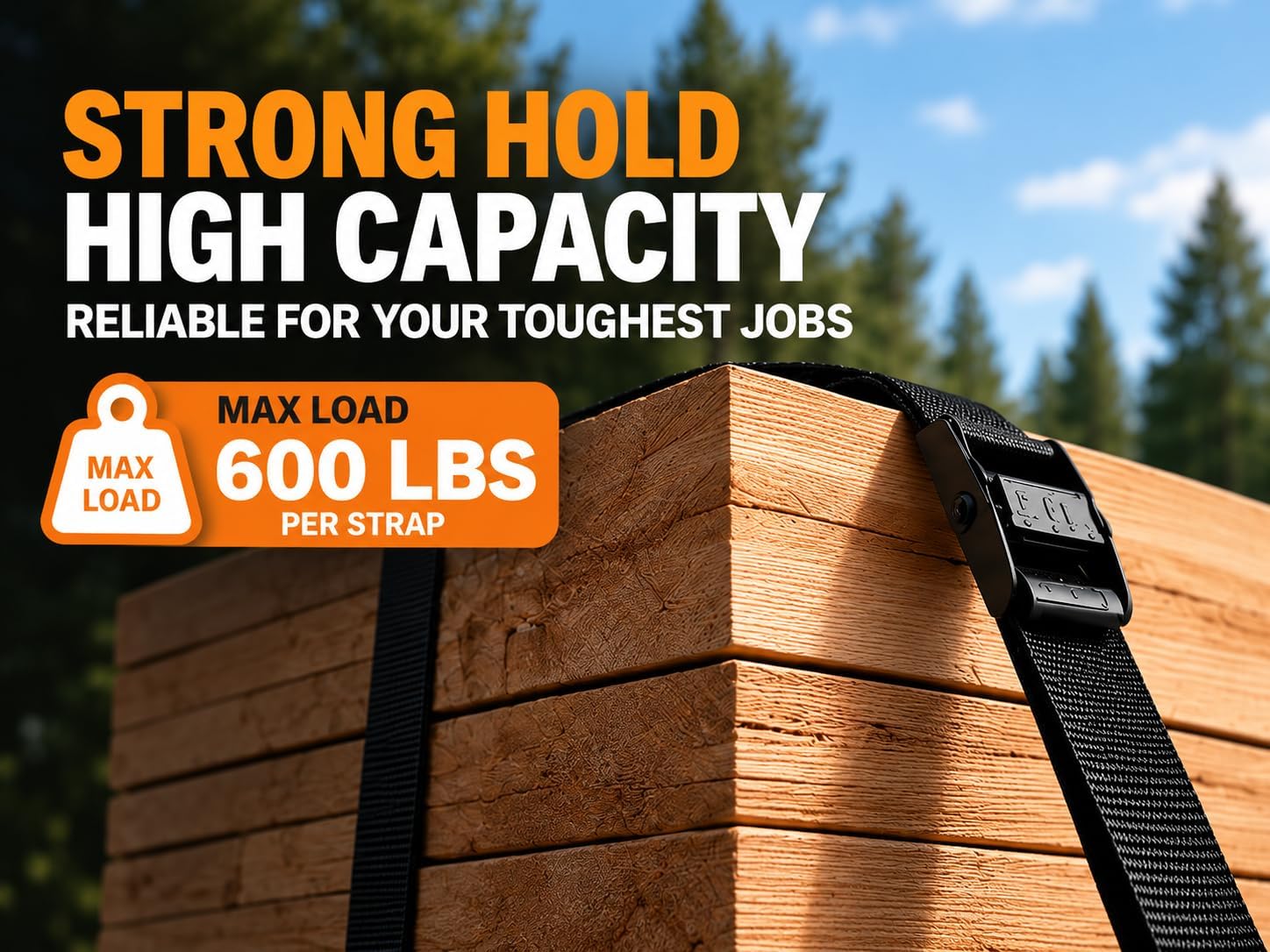 Tie Down Straps, 5 ft x 1 in Lashing Straps with Adjustable Buckle, 4 Pack image 5
